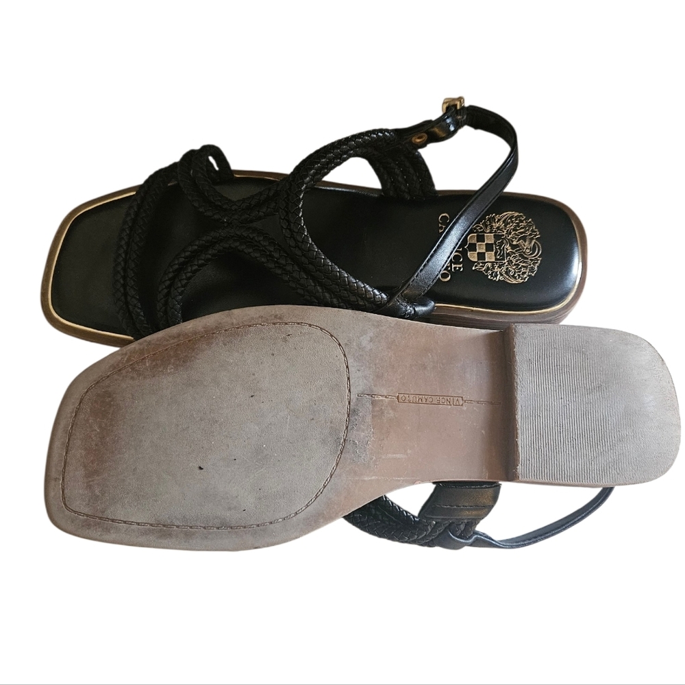 Vince Camuto Thea Braided Leather Square Toe Sandals Women 7.5M - Picture 3 of 7
